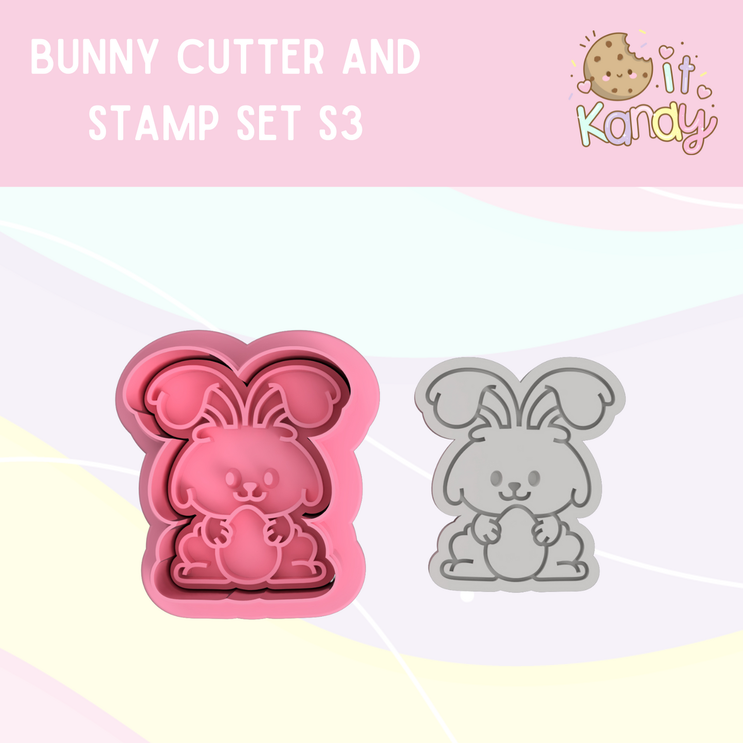 Bunny cookie cutter and stamp set S3