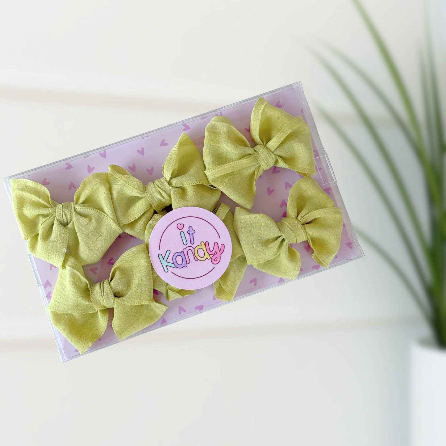 Light Lime Green Decorating Bows – 3” (Set of 6)
