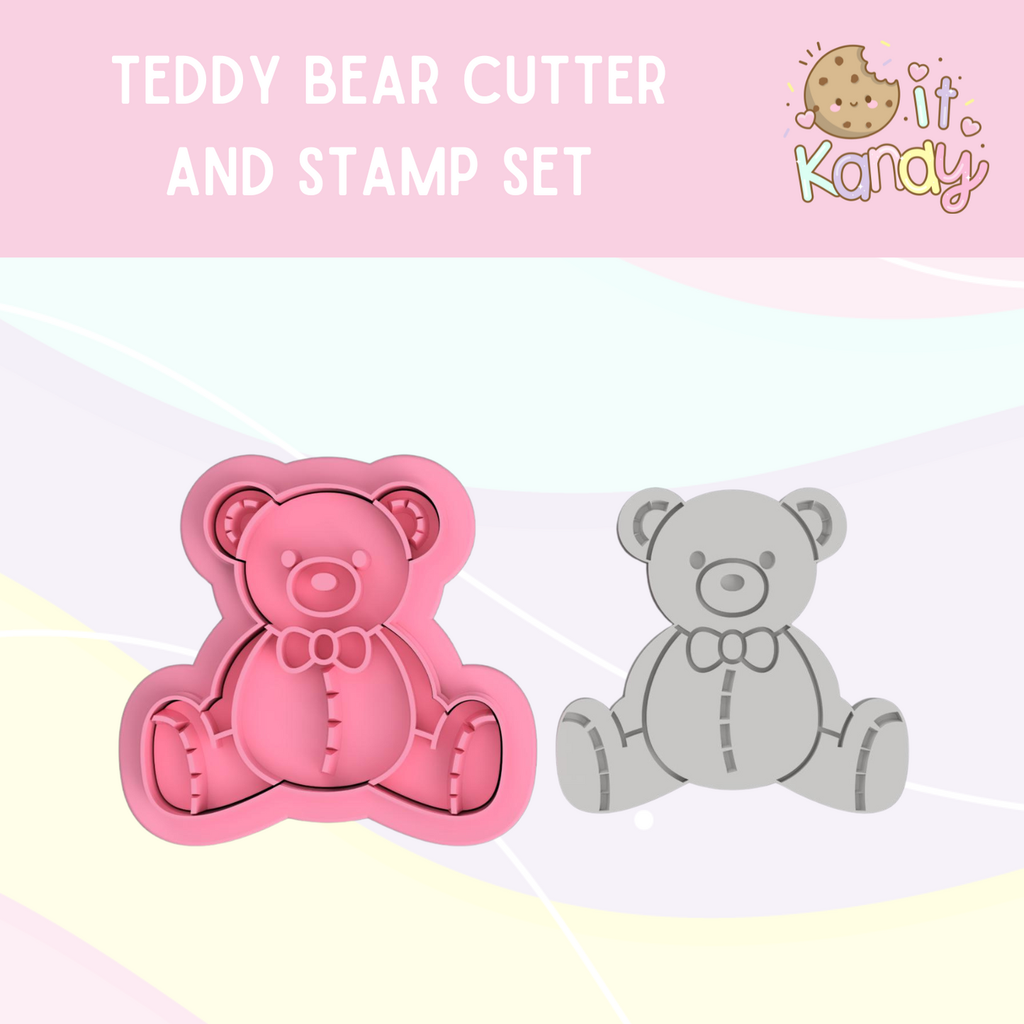 Teddy bear cookie cutter and stamp set