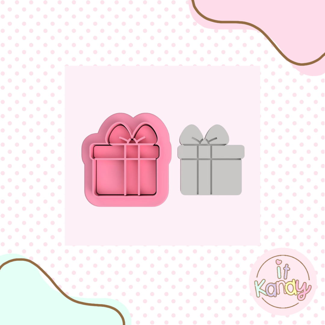 Christmas gift cookie cutter and stamp set