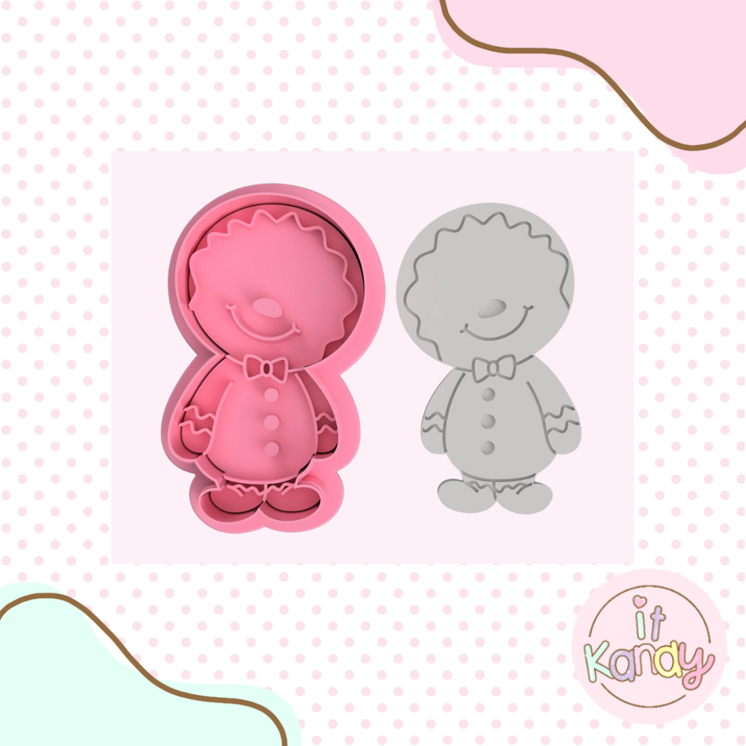 Gingerbread boy cookie cutter and stamp set