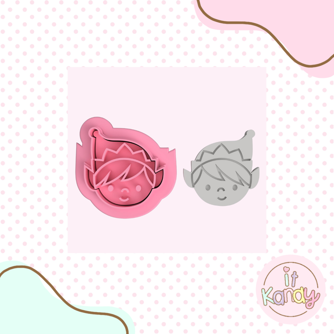 Cute elf cookie cutter and stamp set