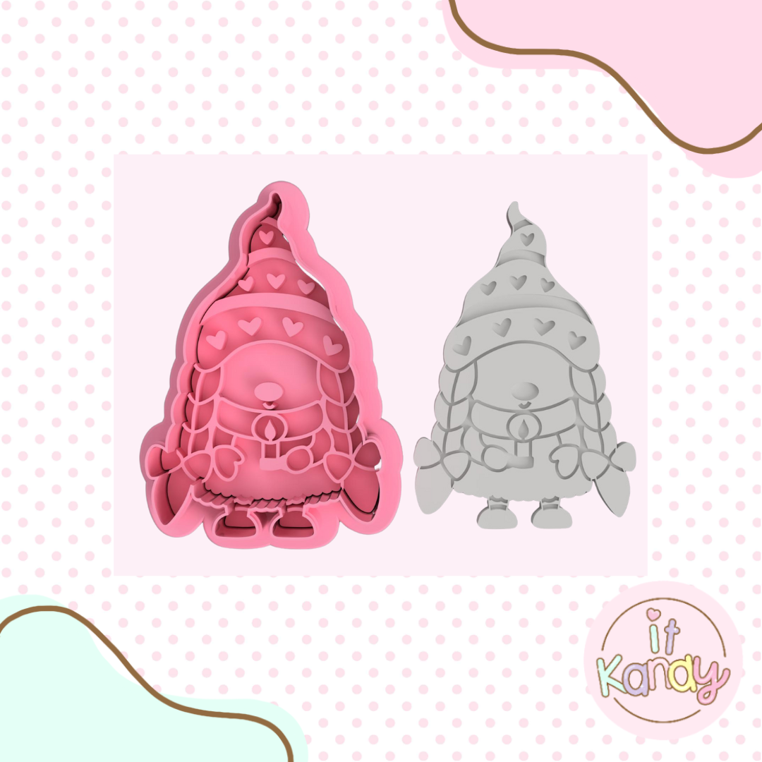 Gnome girl cookie cutter and stamp set