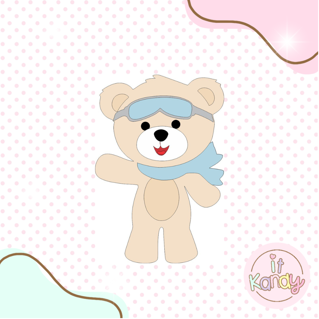 Aviator teddy bear multi pc cookie cutter