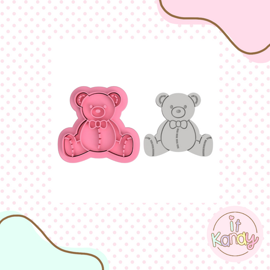 Teddy bear cookie cutter and stamp set