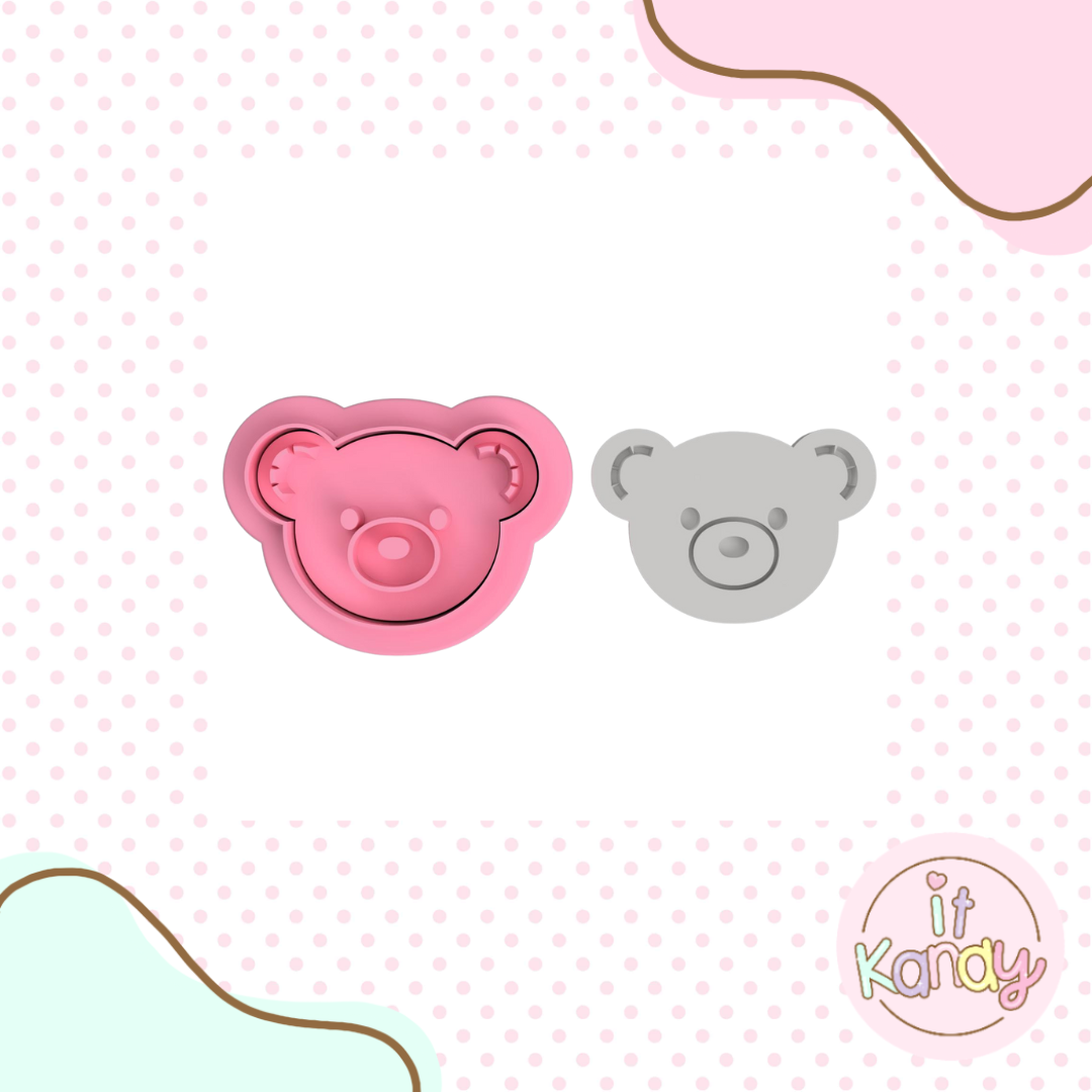 Teddy bear face cutter and stamp set