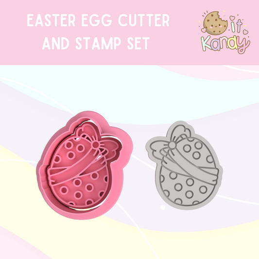 Easter egg cookie cutter and stamp set