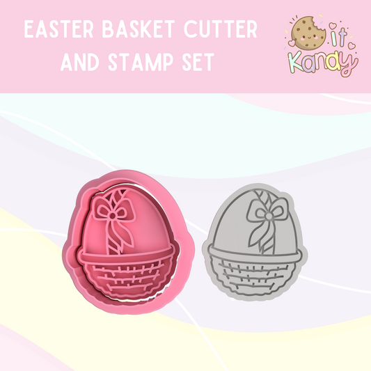 Easter basket cookie cutter and stamp set