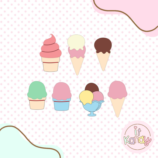 Ice Icecream set multi pc cookie cutter