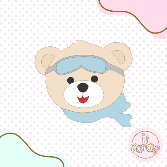 Aviator teddy bear face multi pc cookie cutter