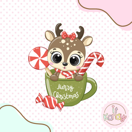 Reindeer in a mug cookie cutter and stamp set