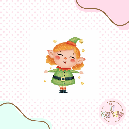 Elf girl cookie cutter and stamp set